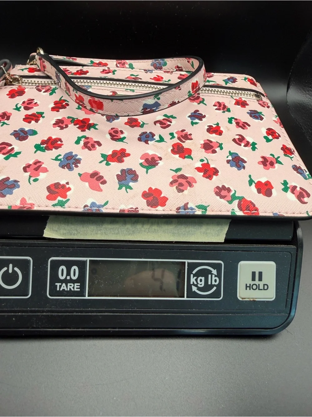 kate spade Pink Floral Zip Wristlet with Red and Blue Accents